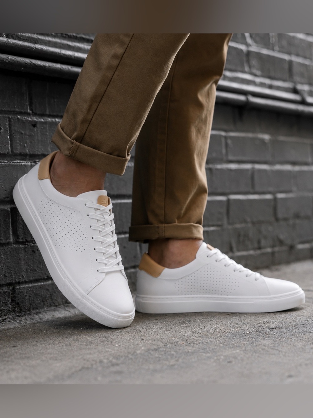 Travis Mathew Cuator Phenom Men's White Leather Perforated Sneakers Sz 11 Golf